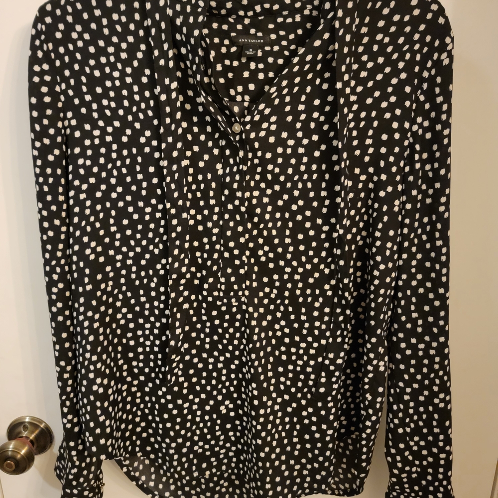 Ann Taylor Black and White Polka Dot Blouse